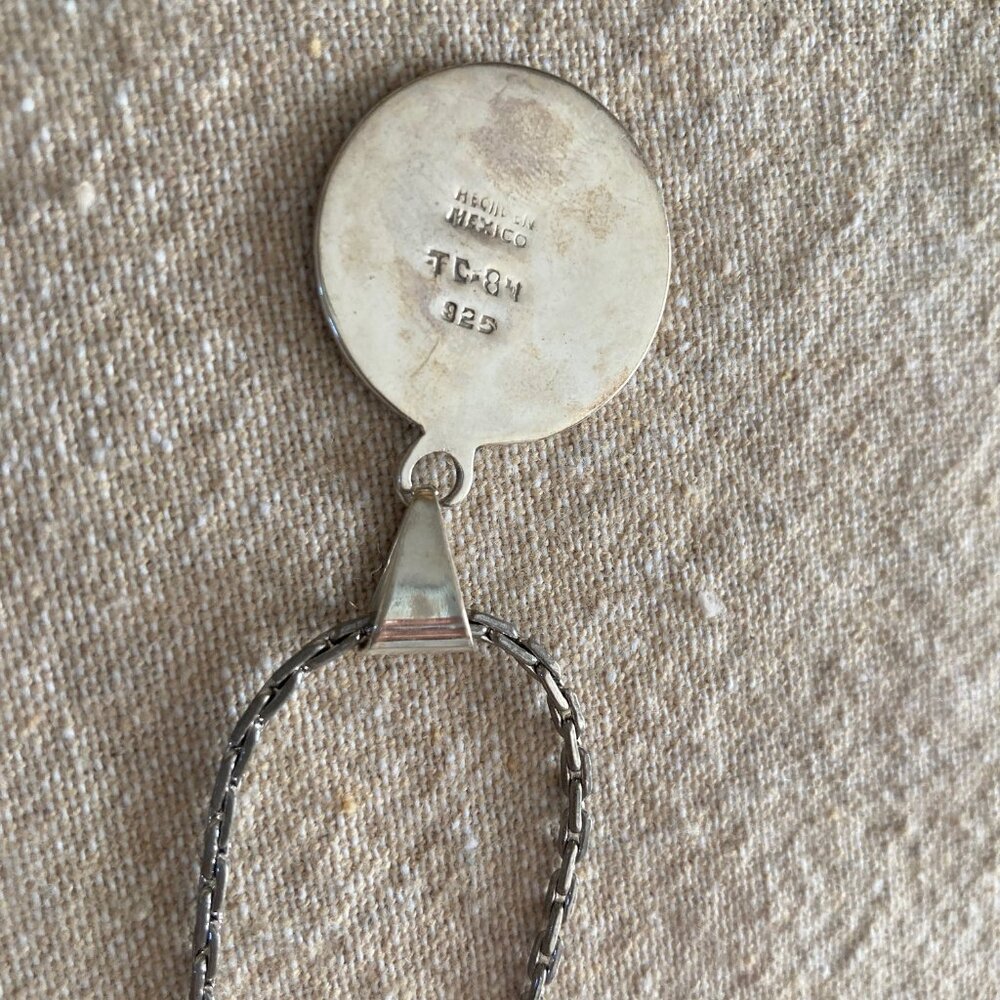 Sterling Silver & Turquoise Pendant on Chain - Picture 9 of 11